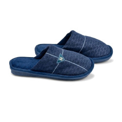 OZABI Pantoufles Ouvertes Homme Antidérapantes, Tige Côtelée Touché Velours, Broderie Cou-de-Pied, Intérieur Éponge, Semelle Cao