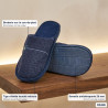OZABI Pantoufles Ouvertes Homme Antidérapantes, Tige Côtelée Touché Velours, Broderie Cou-de-Pied, Intérieur Éponge, Semelle Cao