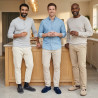 OZABI Pantoufles Ouvertes Homme Antidérapantes, Tige Côtelée Touché Velours, Broderie Cou-de-Pied, Intérieur Éponge, Semelle Cao
