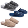 OZABI Pantoufles Ouvertes Homme Antidérapantes, Tige Côtelée Touché Velours, Broderie Cou-de-Pied, Intérieur Éponge, Semelle Cao