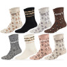OZABI Chaussettes Femme Message Humoristique Fantaisie Lot de 8 Paires (Pack) - Gamme P'tits mots d'Amour, Coton Mélangé