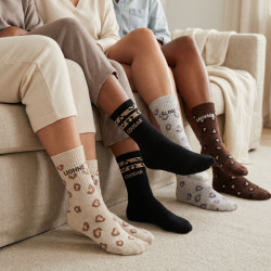 OZABI Chaussettes Femme Message Humoristique Fantaisie Lot de 8 Paires (Pack) - Gamme P'tits mots d'Amour, Coton Mélangé