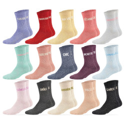 OZABI Chaussettes Femme Lurex Message Humoristique Lot de 15 Paires Assorties (Pack Avantageux) - Gamme P'tits mots d'Amour