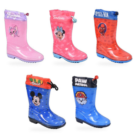 OZABI Bottes de Pluie Enfant Licence Dessins Animés - Imperméables, Semelle Antidérapante, Lien de Serrage au Col, Doublure Poly