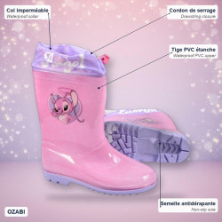 OZABI Bottes de Pluie Enfant Licence Dessins Animés - Imperméables, Semelle Antidérapante, Lien de Serrage au Col, Doublure Poly