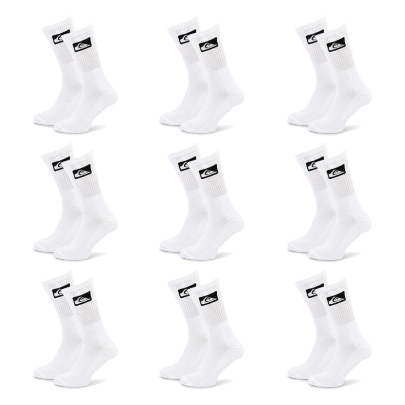 Quiksilver Pack de Chaussettes Homme Crew - Lot 9 Paires Sport Cushioned, Semelle Bouclette, Tige Mi-mollet, Coton