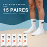 Quiksilver Pack de Chaussettes Homme Crew - Lot 15 Paires Sport Cushioned, Semelle Bouclette, Tige Mi-mollet, Coton