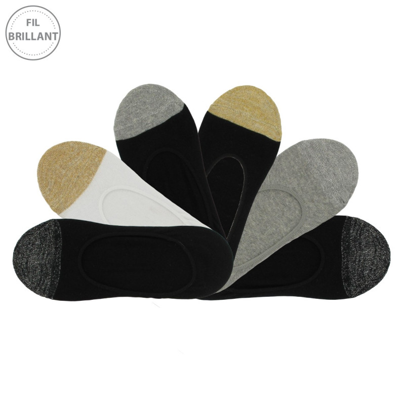Chaussettes invisibles brillantes femme lot de 6