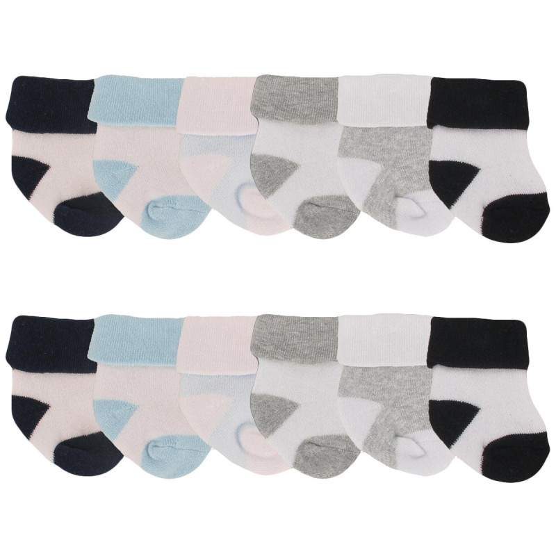 Chaussettes revers bébé naissance lot de 12